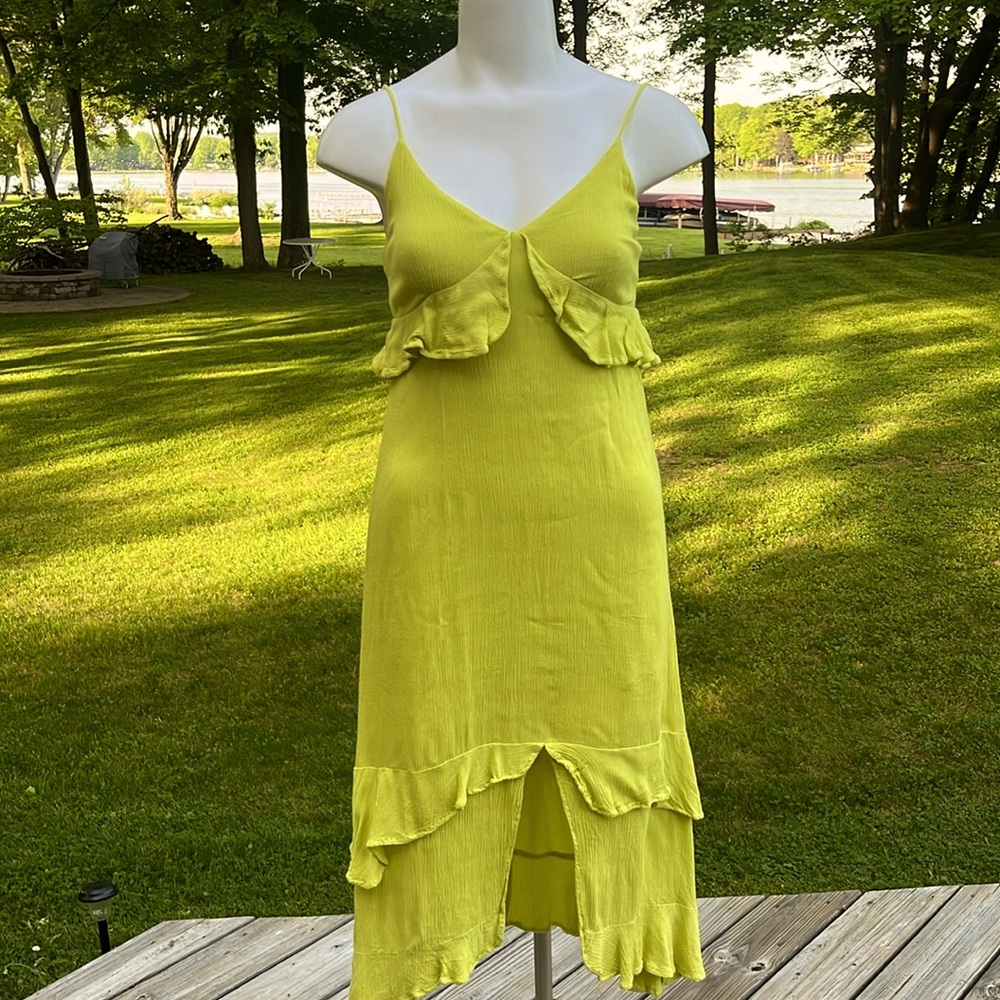 Lulus boho chartreuse summer dress M